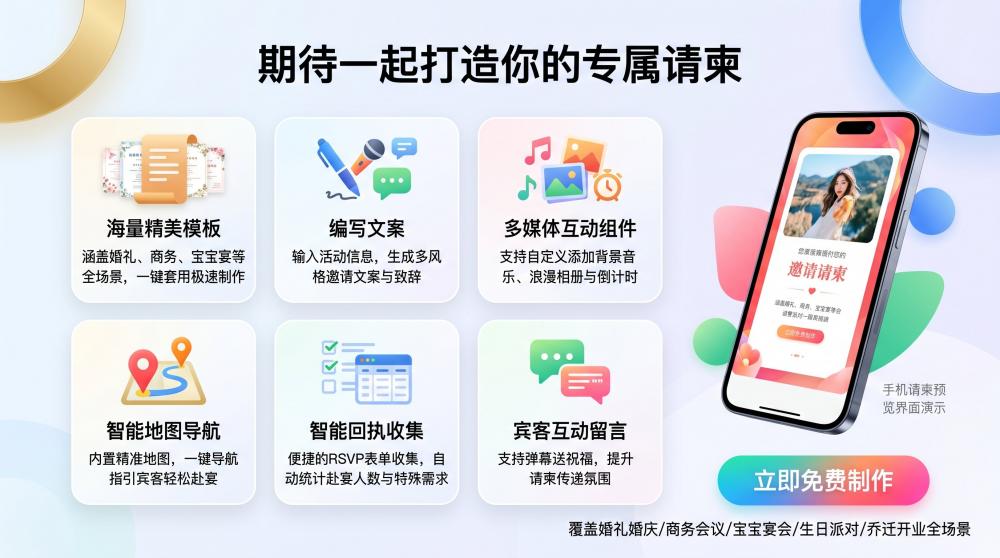 告别熬夜改稿！海量邀请函模板任选，新手也能零难度出片